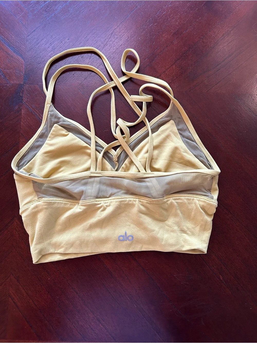 ALO Yoga Light Yellow Strappy Sports Bralette size s